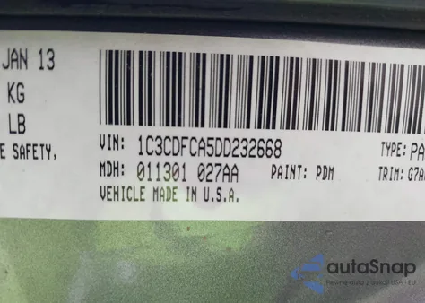 2013 Dodge Dart Limited from USA, damaged, VIN 1C3CDFCA5DD232668